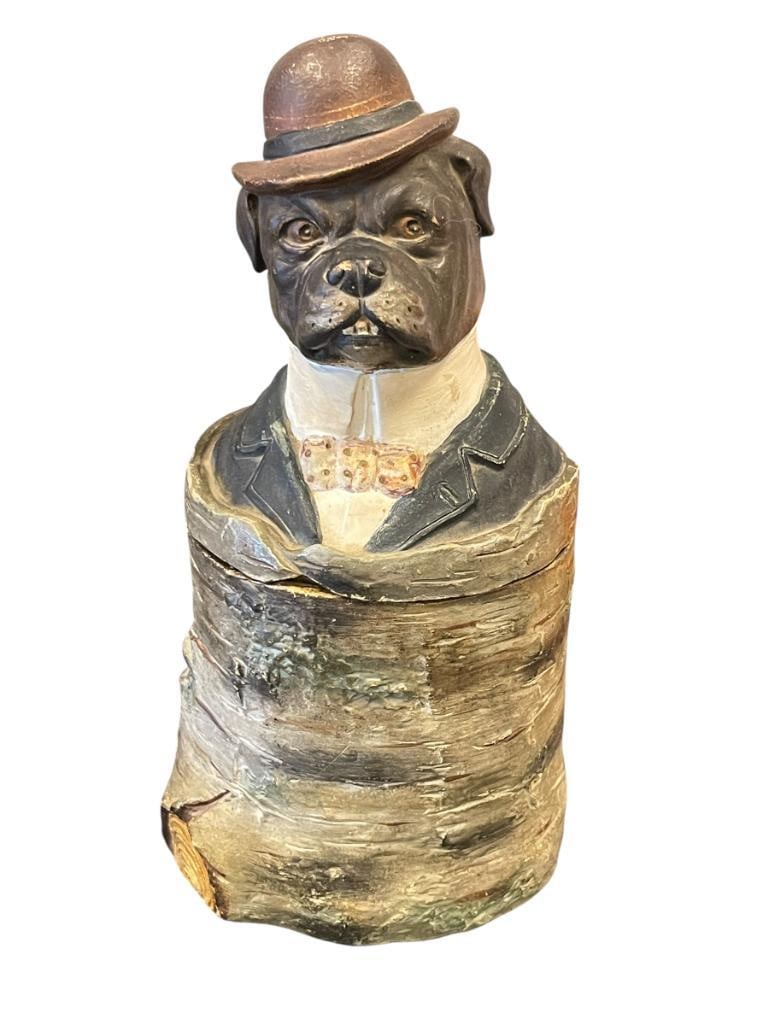 19TH CENTURY JOHANN MARESCH EARTHENWARE BULLDOG TOBACCO JAR CIGAR HUMIDOR (1 of 11)