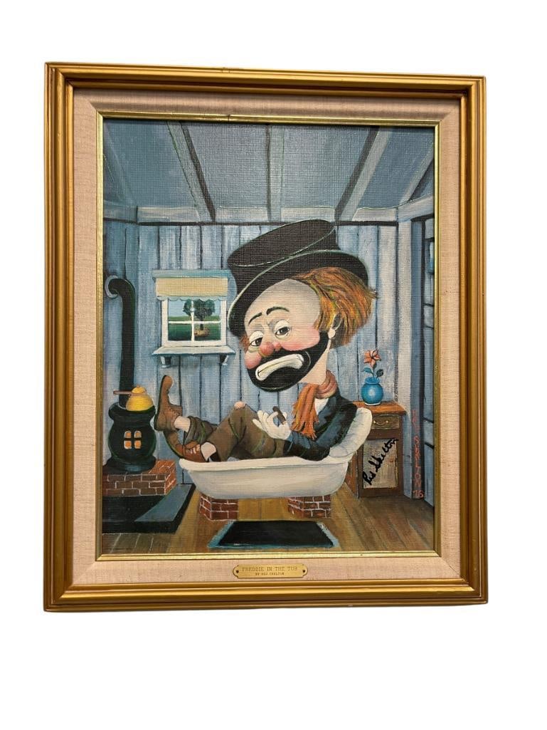 1978 SIGNED RED SKELTON "FREDDIE IN THE TUB" LIMITED EDITION EMBELLISHED PRINT ON CANVAS (1 of 11)
