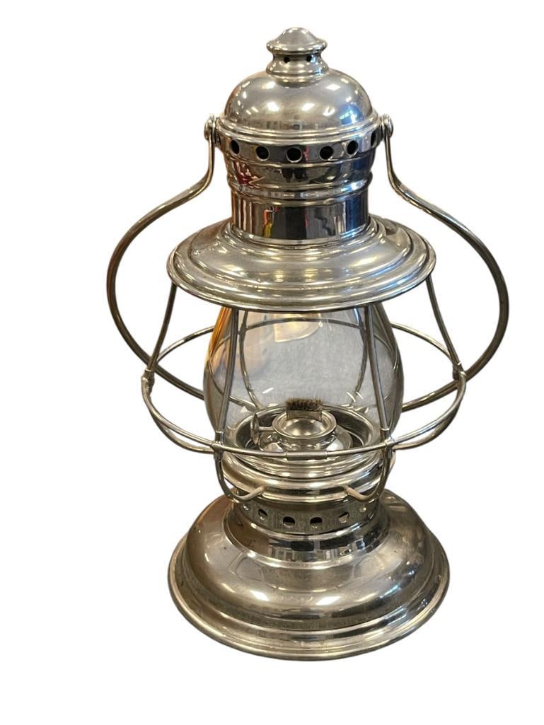 PETER GRAY & SONS NO. 3 CHROME FINISH LANTERN WITH CLEAR GLASS SHADE, BOSTON, MASS. (1 of 9)