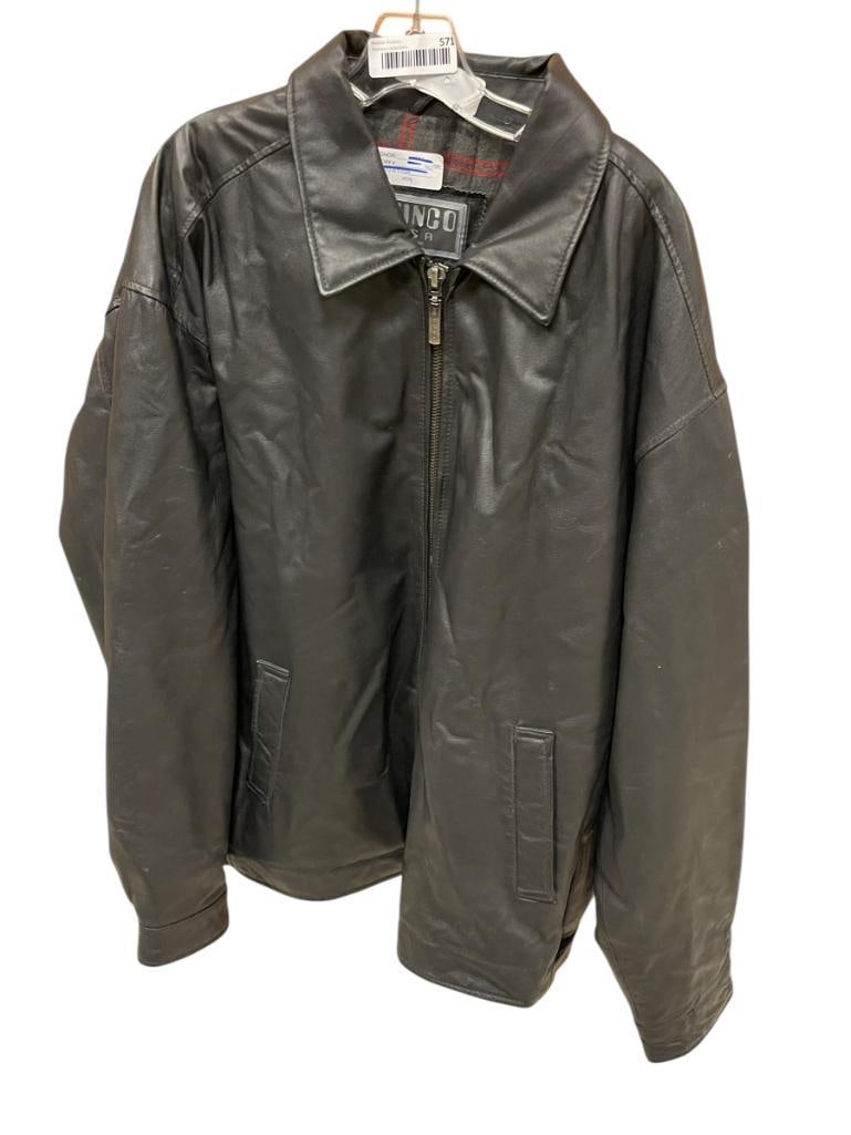 MEN'S WINCO LEATHER JACKET: MADE IN NEW YORK, U.S.A., GOOD CONDITION SIZE XL