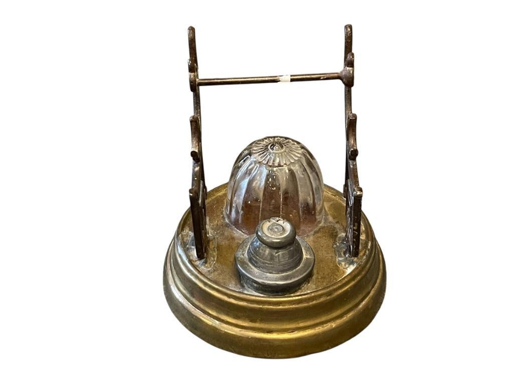 CIVIL WAR ERA BAROMETER BRASS INKWELL AND PEN HOLDER (1 of 9)