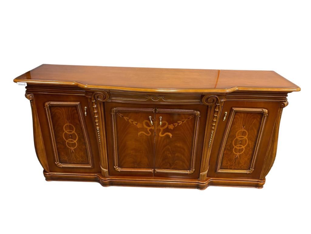 ELEGANT ITALIAN BAROQUE STYLE INLAID BURL WALNUT CREDENZA (1 of 14)