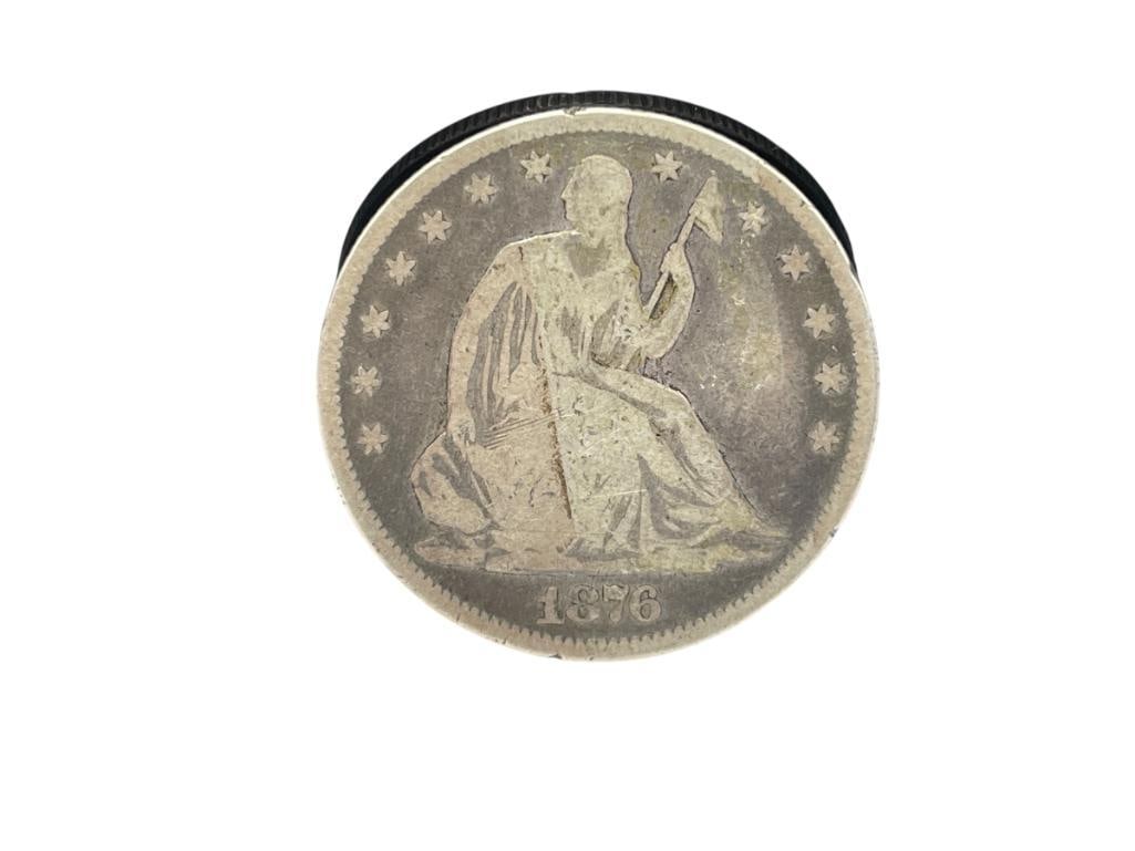 1876-CC U.S. SEATED LIBERTY SILVER HALF DOLLAR (1 of 7)