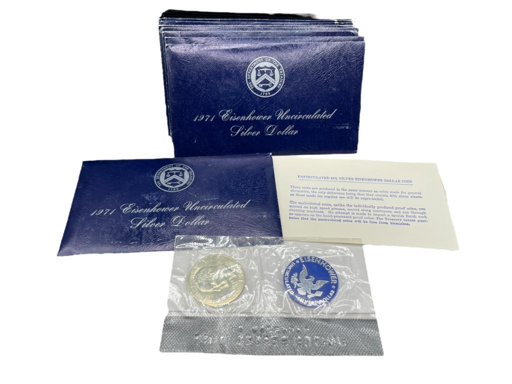 EIGHT 1971 U.S. EISENHOWER UNCIRCULATED 40% SILVER PROOF DOLLARS IN ORIGINAL PACKAGING (1 of 7)