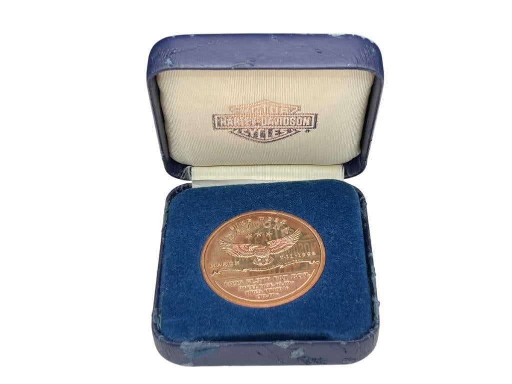 1995 DAYTONA HARLEY-DAVIDSON FAT BOY .999 FINE SILVER COMMEMORATIVE COIN (1 of 9)