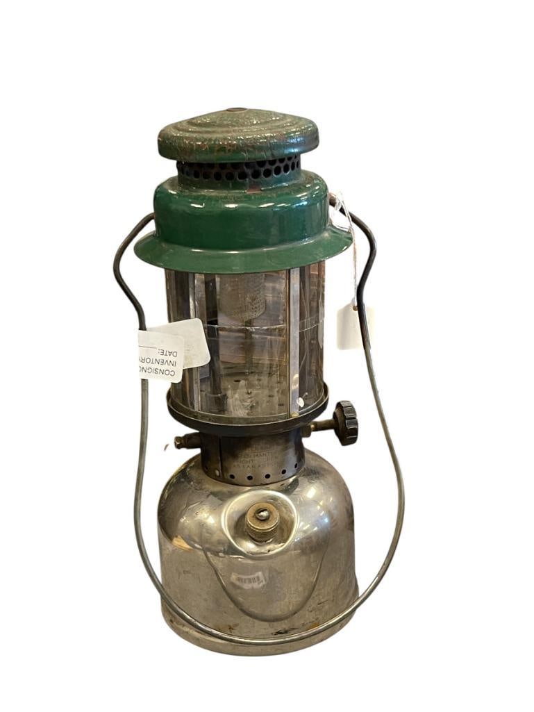 1931-1936 VINTAGE COLEMAN NO. 242 SINGLE MANTLE GREEN LANTERN WITH SILVER BASE (1 of 10)