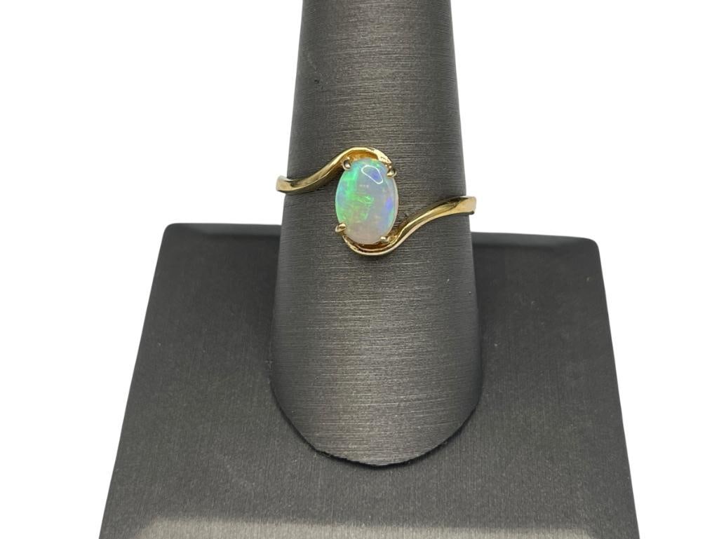GOLD FILLED OVAL CUT CABOCHON OPALITE FASHION RING (1 of 5)