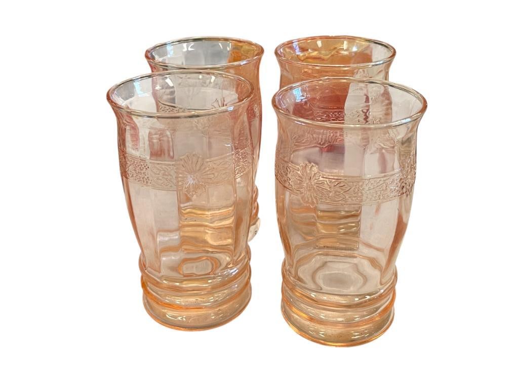 MACBETH-EVANS DOGWOOD PINK DEPRESSION GLASS TUMBLERS SET OF FOUR CIRCA 1929-1932 (1 of 5)