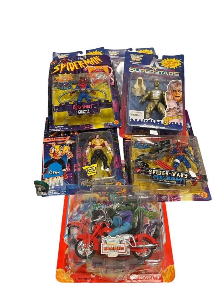 WF SUPERSTARS, SPIDER-MAN, AND B.C. BIKERS ACTION FIGURES TOY-BIZ, JAKKS PACIFIC, ACE NOVELTY (1 of 16)