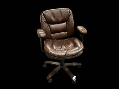 OFFICE DEPOT FAUX LEATHER EXECUTIVE OFFICE DESK CHAIR: ADJUSTABLE 26" W , UP TO 20" SEAT HEIGHT