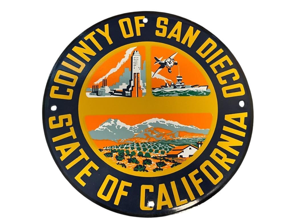 OFFICIAL SEAL OF THE COUNTY OF SAN DIEGO ERROR METAL ENAMELED ROUND SIGN (1 of 9)
