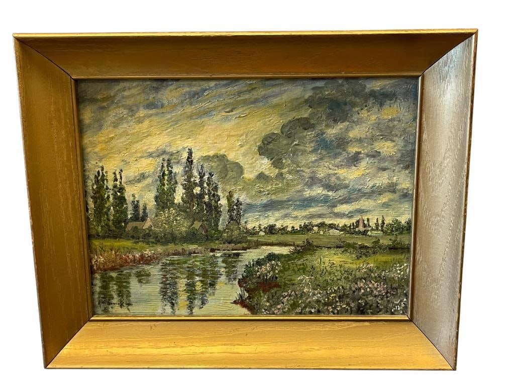 M. WACHOWIAK MID-20TH CENTURY ORIGINAL OIL PINTING ON BOARD LANDSCAPE DATED 1950 (1 of 8)