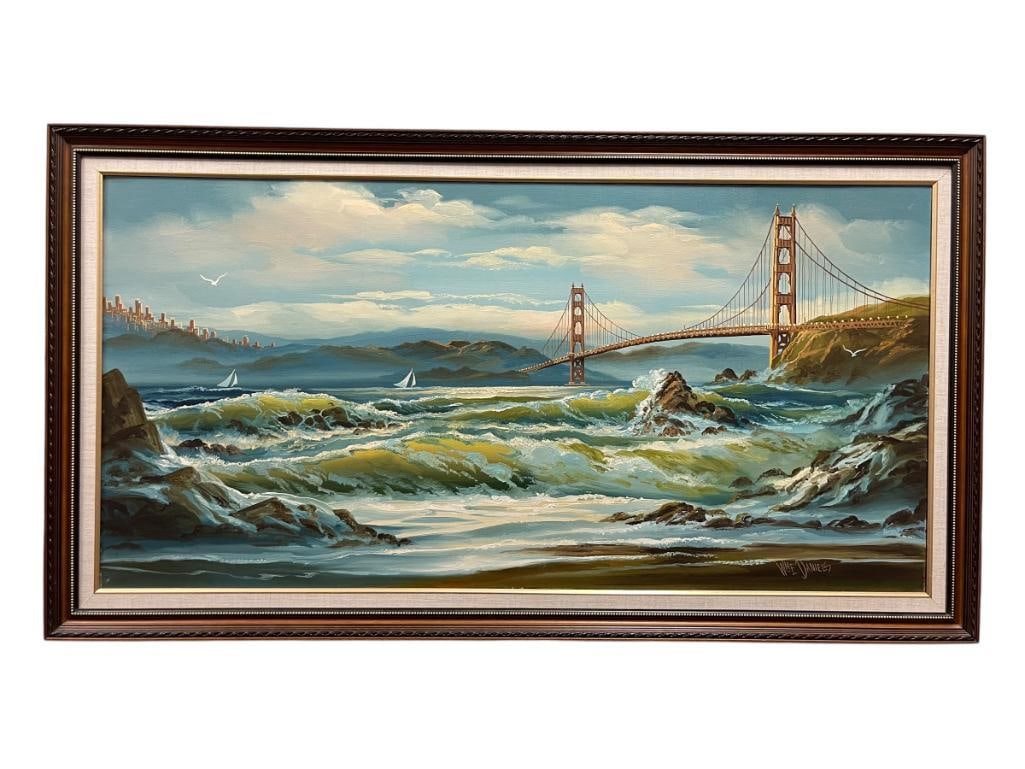 WILLIAM E. DANIELS CALIFORNIA ARTIST OIL ON BOARD SAN FRANCISCO GOLDEN GATE BRIDGE (1 of 11)