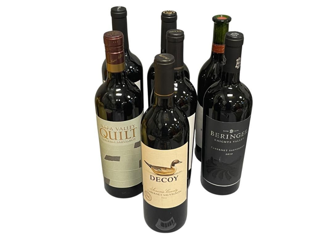 SEVEN BOTTLES OF CABERNET SAUVIGNON RED WINE FACTORY SEALED: 2016 DECOY, 2018 DECOY, 2010 BERINGER KNIGHTS VALLEY, 2000 ROBERT MONDAVI PRIVATE SELECTION, 2016 NAPA VALLEY QUILT, 2009, FRAZIER, AND 20116 STAGS LEAP, MUST BE 21+ IN ORDER TO BID AND PURCHASE,