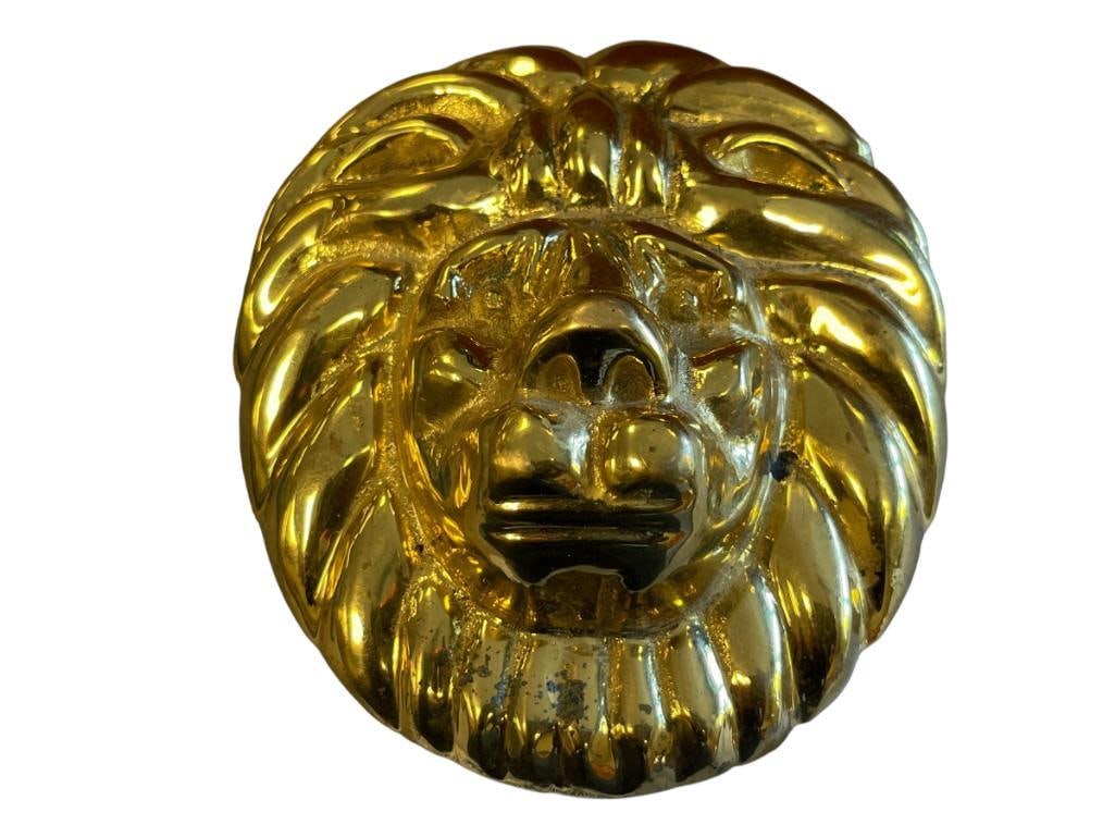 MGM GRAND LION HEAD FUGURAL DOOR KNOCKER POLISHED BRASS (1 of 6)