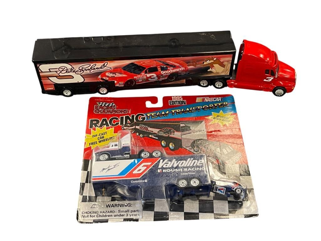 GOODWRENCH DALE EARNHARDT AND VALVOLINE ROUSH RACING MARK MARTIN NASCAR HAULERS: ACTION GOODWRENCH NASCAR HAULER AND VALVOLINE NASCAR HAULER 1995 EDITION NEW IN THE PACKAGE
