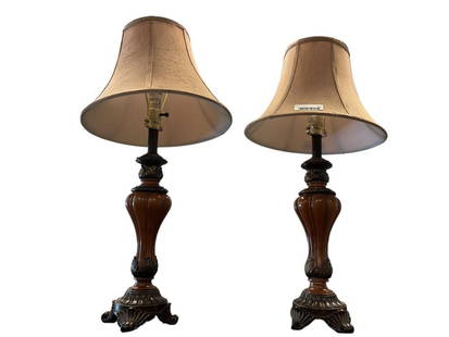 REGENCY CONTERMPORARY BRONZE FINISH TABLE LAMPS WITH BRONZE TEXTILE SHADES: REGENCY CONTEMPORARY TABLE LAMPS WITH SHADES 29" H