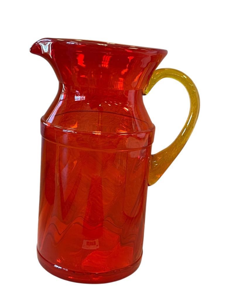 AMBERINA HAND BLOWN ART GLASS PITCHER (1 of 7)