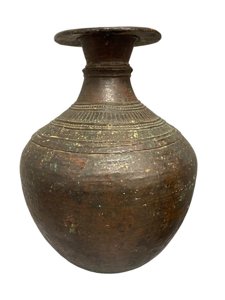 18TH CENTURY MIDDLE EAST HAND HAMMERED COPPER WATER POT / VESSEL INTRICATE DESIGN (1 of 10)