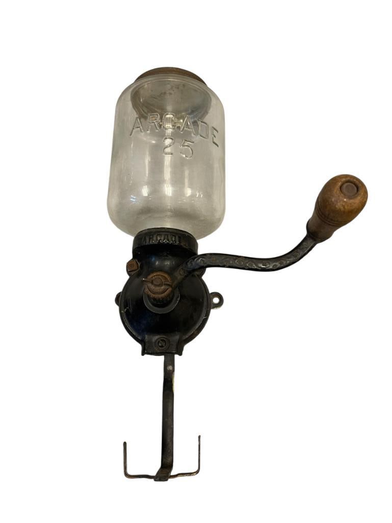 ANTIQUE ARCADE CRYTAL WALL MOUNT COFFEE MILL NO. 25 CIRCA LATE 1800'S, EARLY 1900'S (1 of 9)