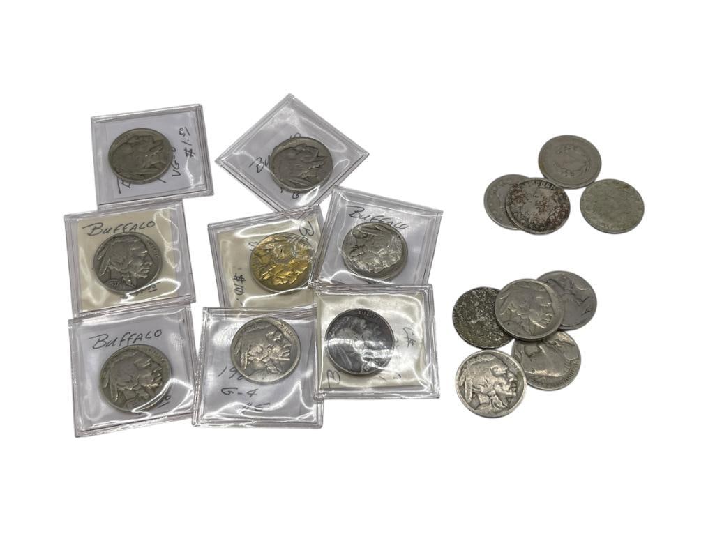 13 U.S. BUFFALO NICKELS AND FOUR U.S. LIBERTY "V" NICKELS DATING BACK TO 1904 (1 of 11)