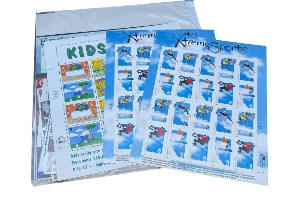 UNCUT MINT U.S. STAMP SHEETS INCLUDING XTREME SPORTS, KIDS CARE, AND ENDANGERED SPECIES (1 of 9)