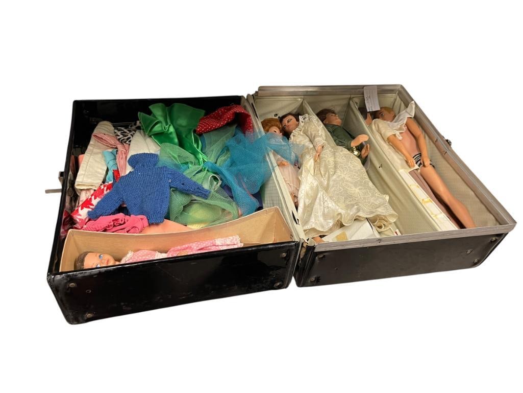 1950'S AND 1960'S BARBIE AND KEN COLLECTIBLE VINYL DOLLS WITH TRAVEL WARDROBE FILLED WITH CLOTHING (1 of 13)