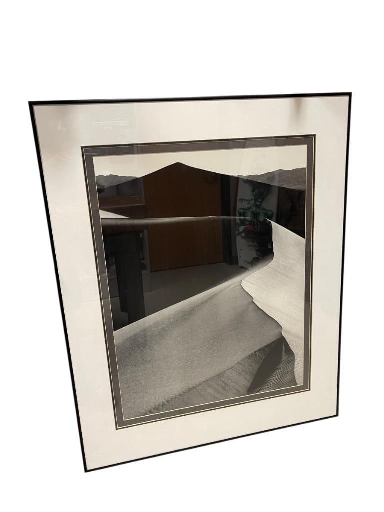 KURT MARKUS SAND DUNES BLACK AND WHITE LANDSCAPE PHOTOGRAPH PRINT: KURT MARKUS (1947-2022) 20TH CENTURY PROLIFIC PHOTOGRAPHER BEST KNOWN FOR HIS TRADITIONAL DARKROOM TECHNIQUES, PHOTOGRAPH DEPICTS LANDSCAPE OF DUNES, FRAMED 26 1/2" X 32 1/2"