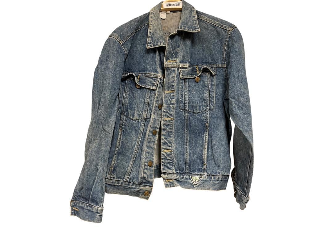 1990'S GUESS BY GEORGES MARCIANO BLUE DENIM MENS JACKET WORN APPEARANCE STYLE M10807 SIZE L (1 of 8)