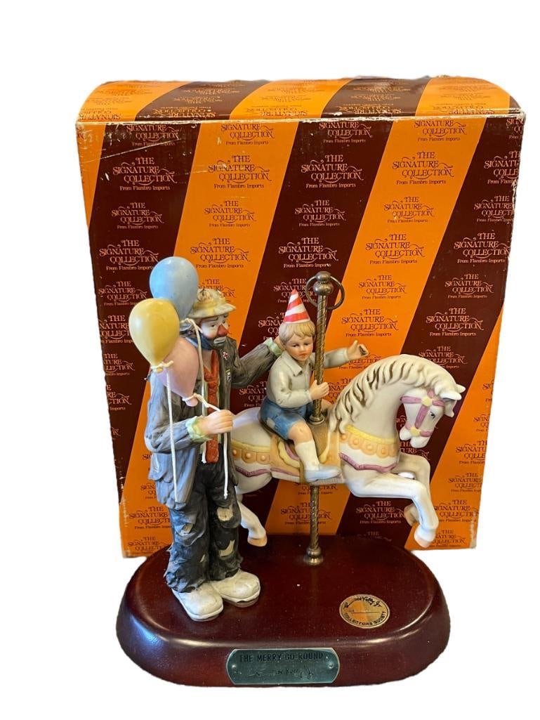 FLAMBRO IMPORTS EMMETT KELLY JR COLLECTION HOBO CLOWN FIGURINE LIMITED EDITION THE MERRY-GO-ROUND (1 of 12)