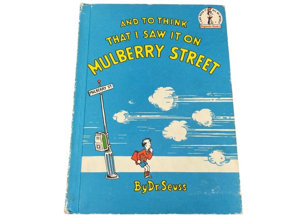 1964 DR. SEUSS "AND TO THINK THAT I SAW IT ON MULBERRY STREET" BOOK: BOOK STOPPED BEING PUBLISHED IN 2021 DUE TO SENSITIVE IMAGERY 6 3/4" X 9 1/4"