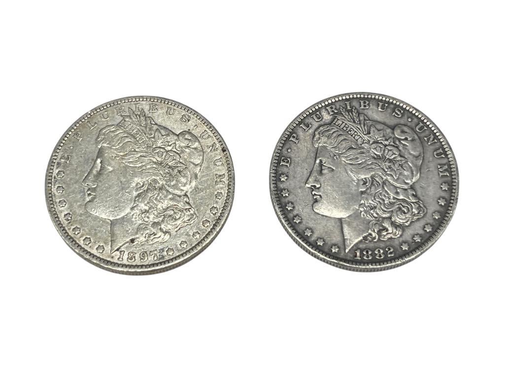 1882-O AND 1897-OU.S. MORGAN SILVER DOLLARS (1 of 10)