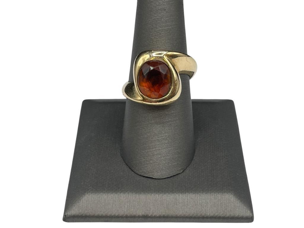 14K YELLOW GOLD DESIGNER SIGNED PADPARADSCHA RING (1 of 6)