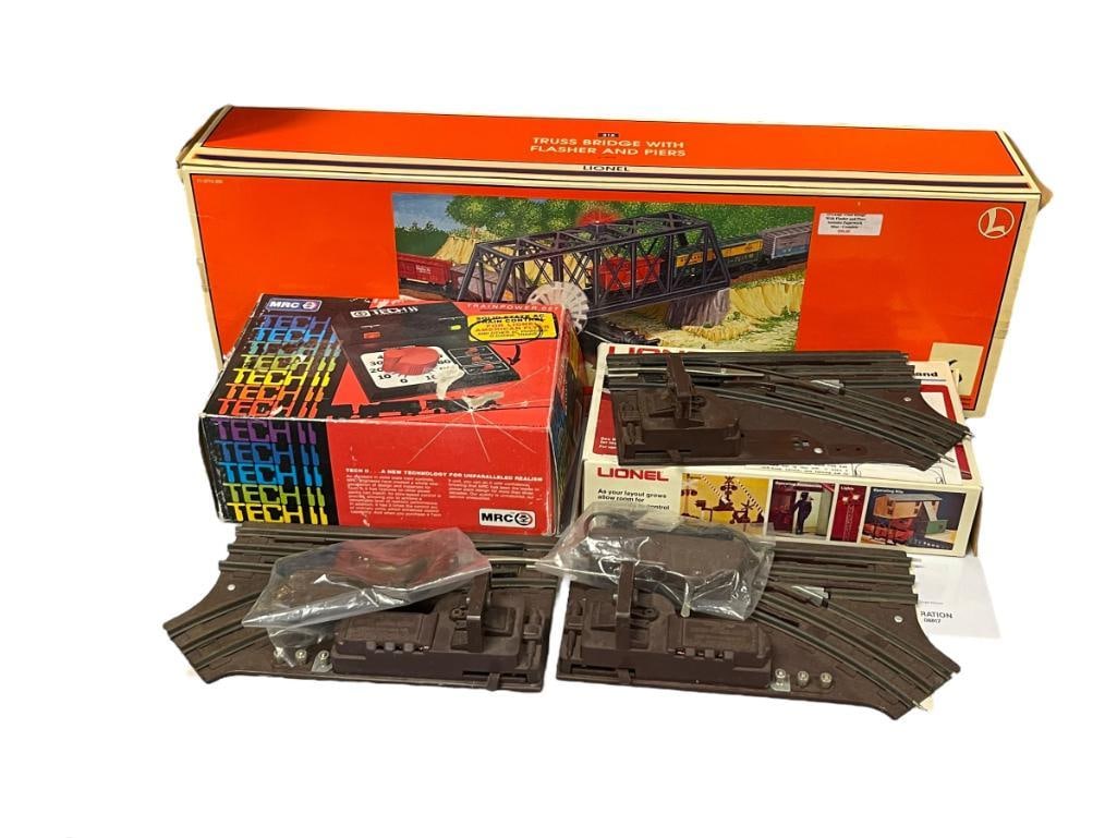 LIONEL AND MRC 027 GAUGE TRAIN ACCESSORIES TRANSFORMRER, MANUAL CONTROL SWITCH, TRUSS BRIDGE (1 of 11)