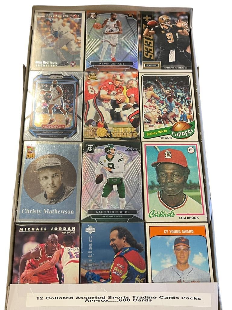 APPROX 600 SPORT CARDS IN 50 COUNT COLLATED PACKS (1 of 8)