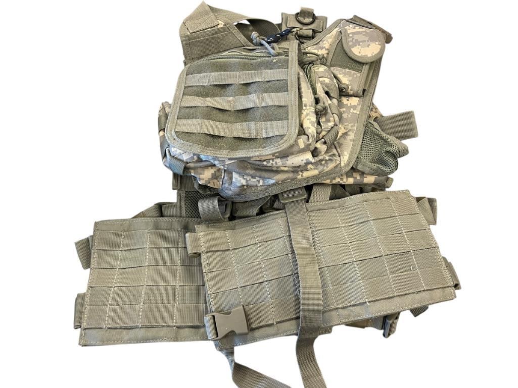 GREEN DIGITAL CAMO POLYESTER POUCH AND GREEN POLYESTER TACTICAL VEST (1 of 10)
