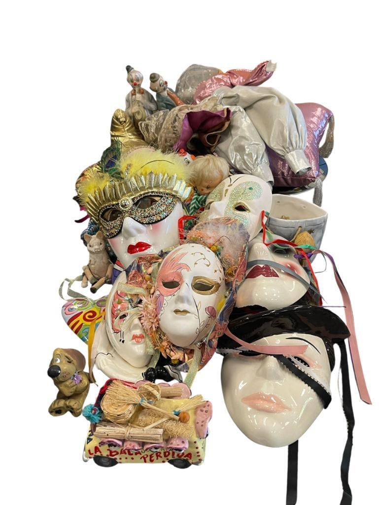 JESTER, CLOWN, AND HOBO CLOWN CERAMIC FIGURES, WALL HANGINGS, AND DOLLS (1 of 14)