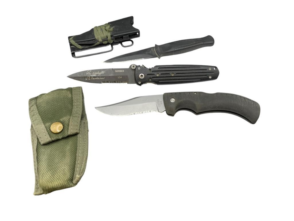 THREE COLLECTIBLE GERBER FOLDING KNIVESGERBER DAGGER,A (1 of 11)