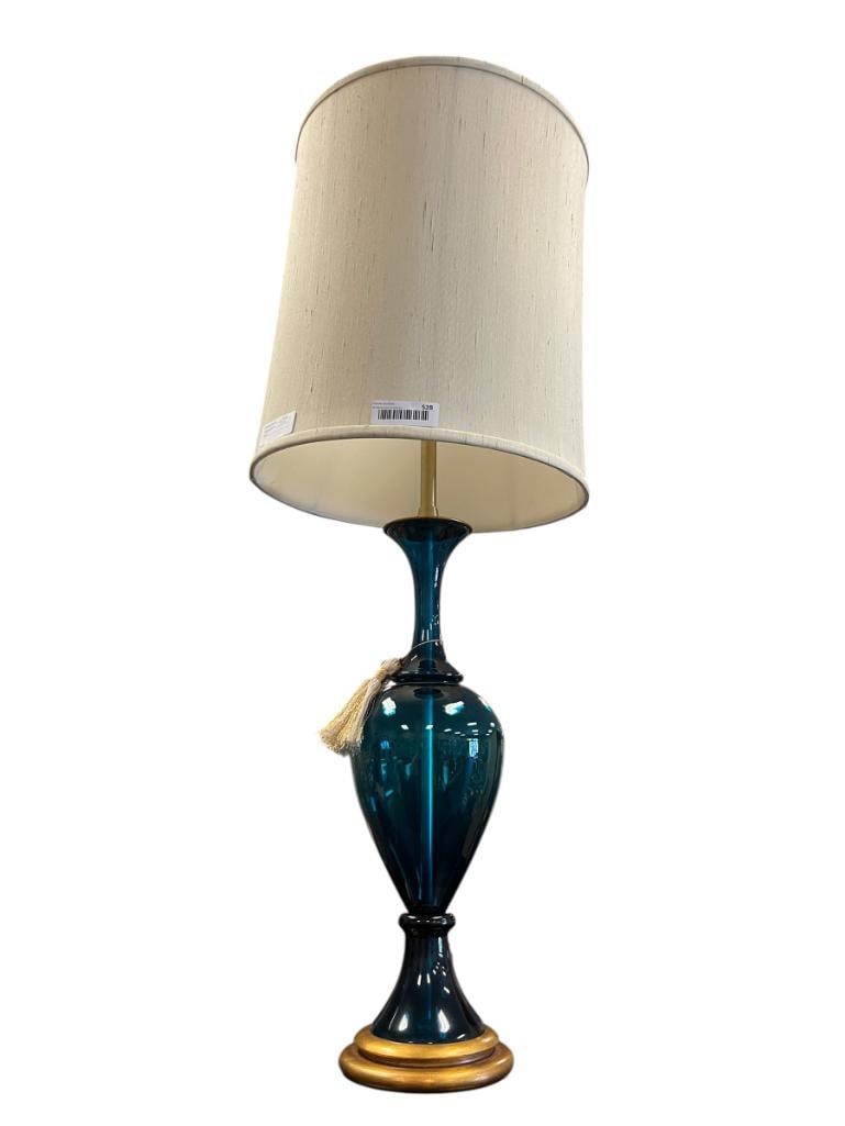 HARBRO HAND BLOWN SWEDISH ART GLASS NEW WORLD STYLE TALL TABLE LAMP (1 of 9)