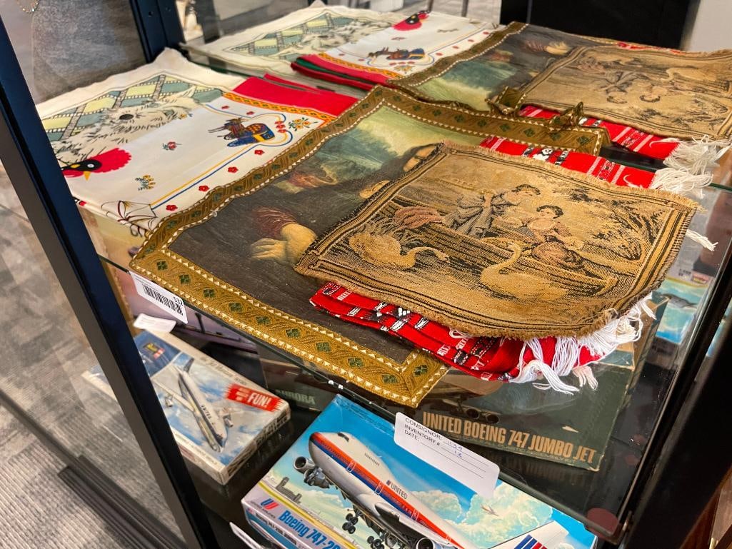 ASSORTED TEXTILES INCLUDING ANTIQUE FRENCH TAPESTRY, MONA LISA EMBROIDERED TAPESTRY (1 of 8)