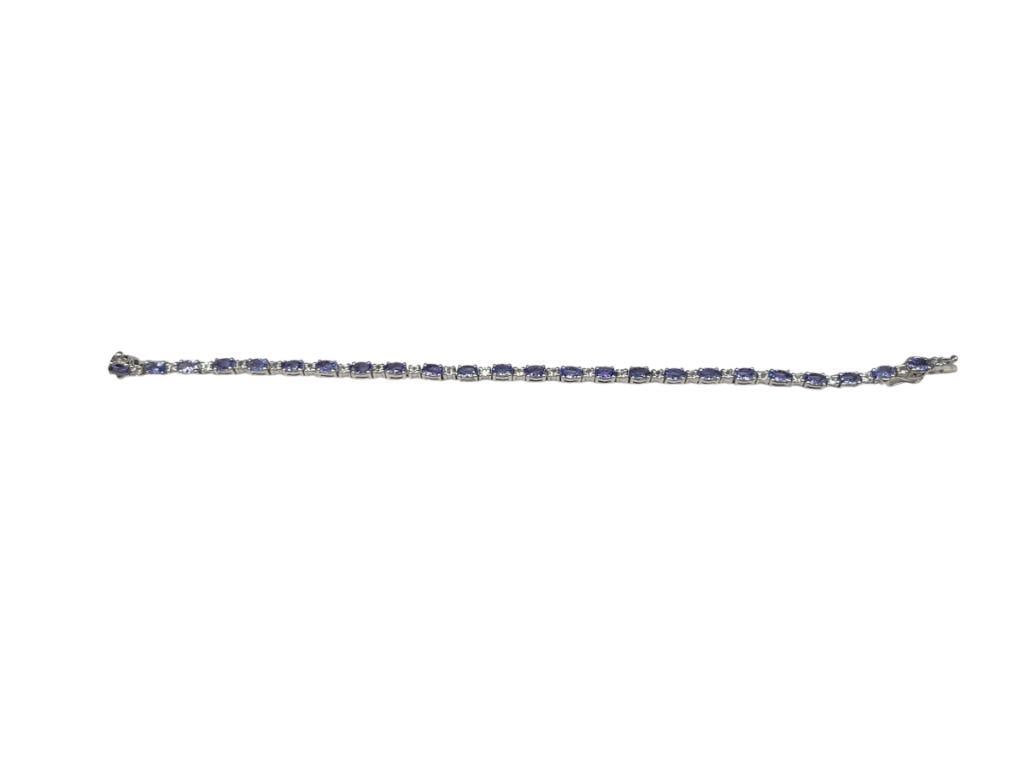 STERLING SILVER TANZANITE AND WHITE TOURMALINE TENNIS BRACELET (1 of 6)