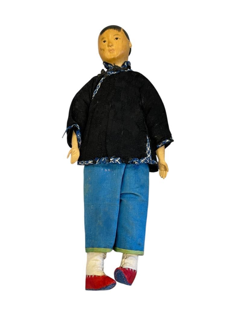 20TH CENTURY CHINESE DOOR OF HOPE WOOD AND TEXTILE DOLL (1 of 8)