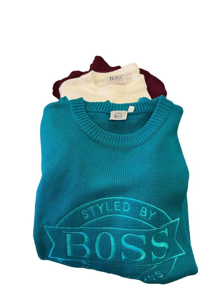 BOSS / HUGO BOSS ENS KNITTED SWEATERS WITH EMBRIODERED LOGO ALL SIZE XL: BOSS / HUGO BOSS ENS KNITTED SWEATERS WITH EMBRIODERED LOGO ALL SIZE XL