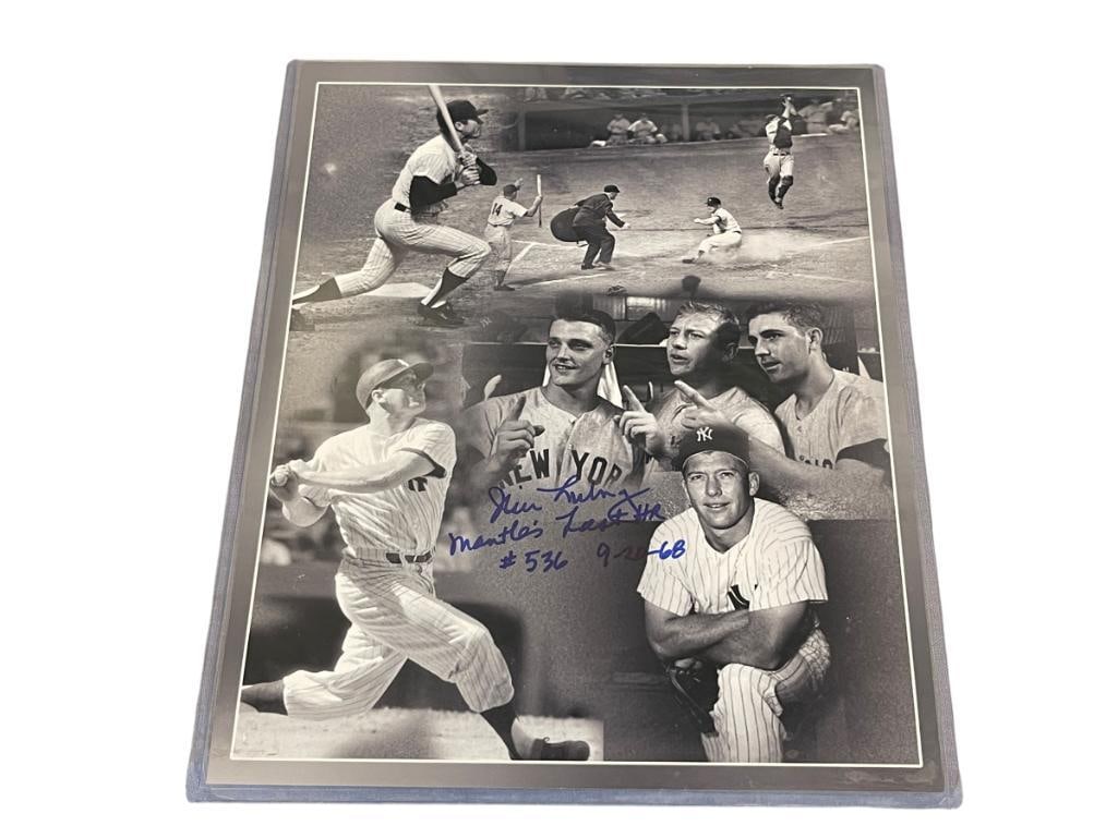 JIM LONBORG AUTOGRPHED COLLAGE PHOTOGRAPH OF MICKEY MANTLE'S LAST HOME RUN #536, 9-2-68 (1 of 8)