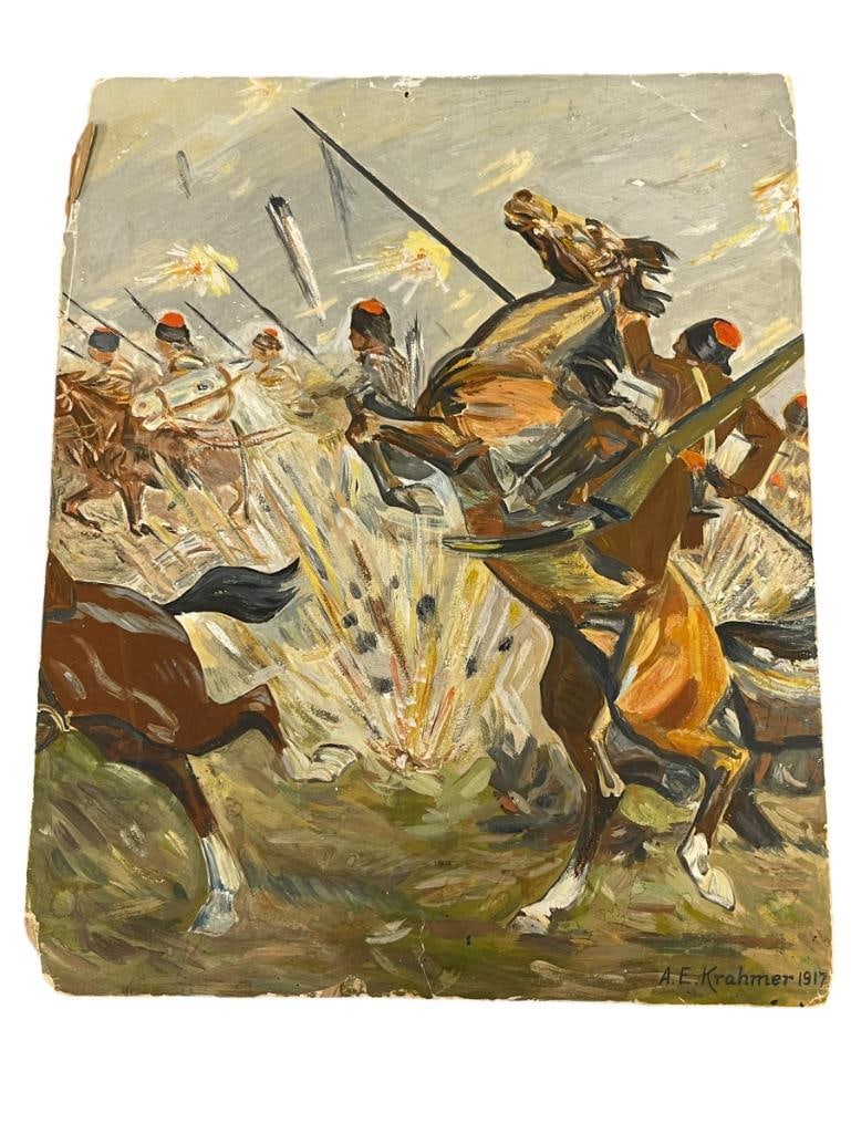 ADOLF E. KRAHMER MINNESOTA ARTIST ORIGINAL OIL ON BOARD ANTIQUE PAINTING DATED 1917 (1 of 11)