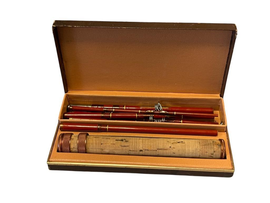 VINTAGE ABERCROMBIE & FITCH 10-PIECE FIBERGLASS PASSPORT FLY ROD IN ORIGINAL CASE (1 of 7)