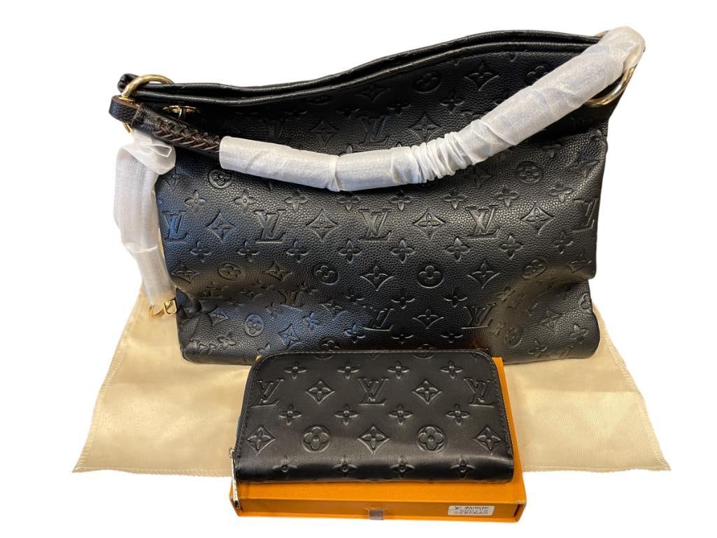 MARKED "LOUIS VUITTON" ARTSY DESIGNER FASHION BAG AND WALLET (1 of 16)