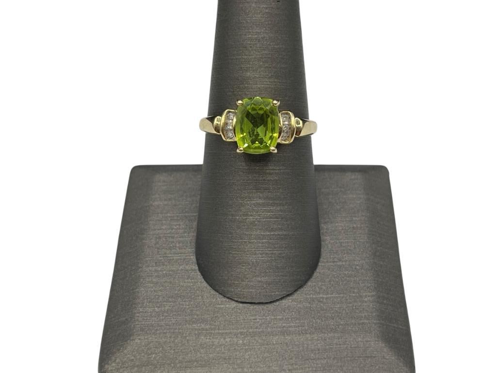 14K YELLOW GOLD PERIDOT AND DIAMOND FASHION RING (1 of 6)