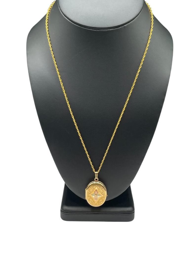 14K GOLD GILLED LOCKET AND CHAIN NECKLACE (1 of 8)