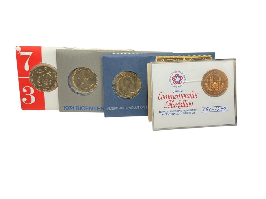 ASSORTED COMMEMORATIVE MEDALLIONS AND BICENTENNIAL FIRST DAY COVER STAMPS AND MEDALS (1 of 11)